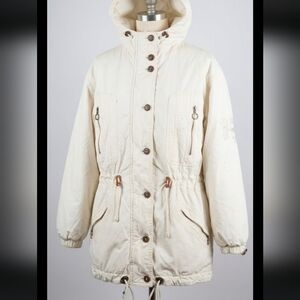Bogner Cream Hooded Puffer Parka Jacket